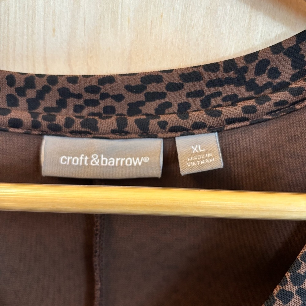 Croft & Barrow Brown Animal Print Midi Dress Size XL Office Church Travel Event - Picture 2 of 9